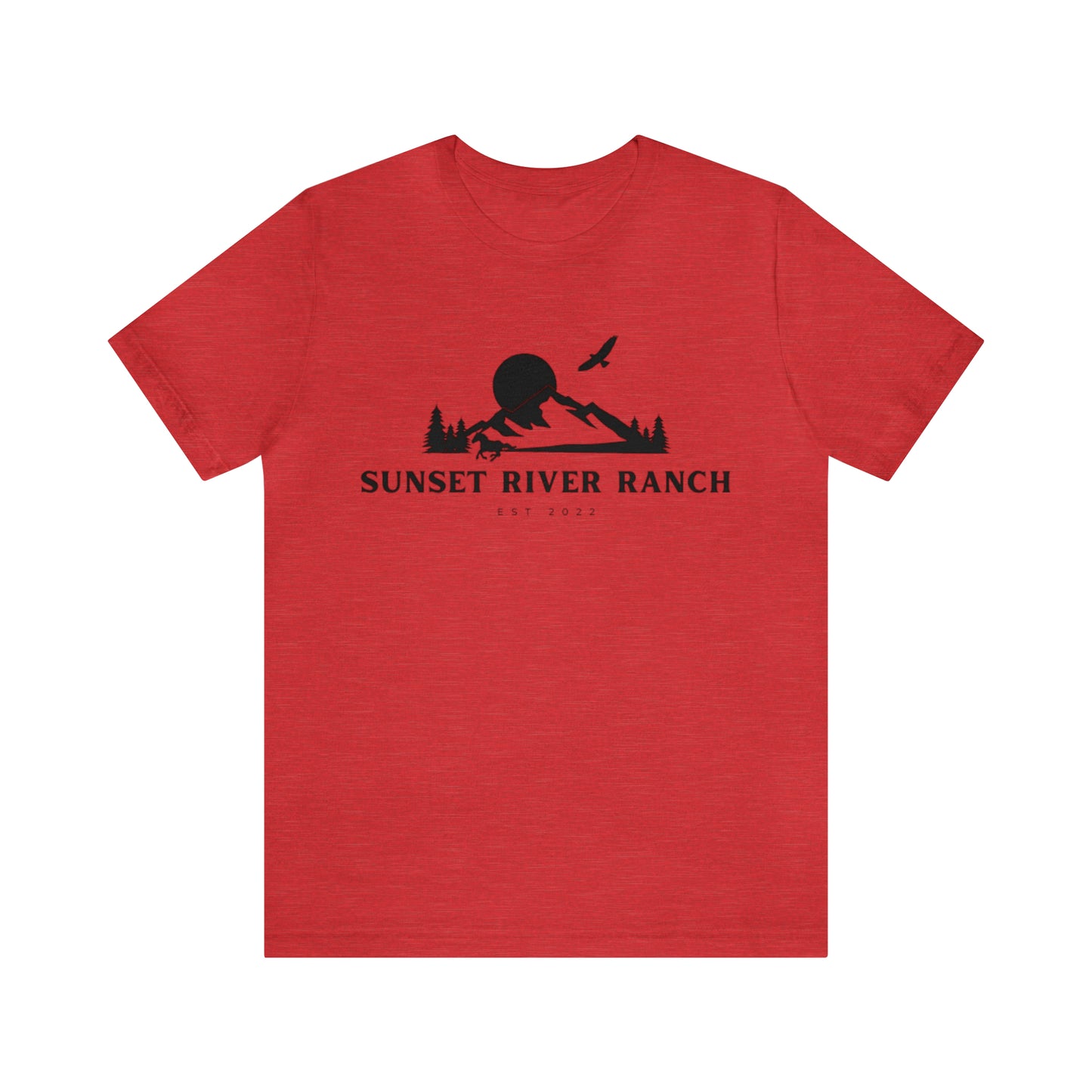 Sunset River Ranch; Unisex Jersey Short Sleeve Tee