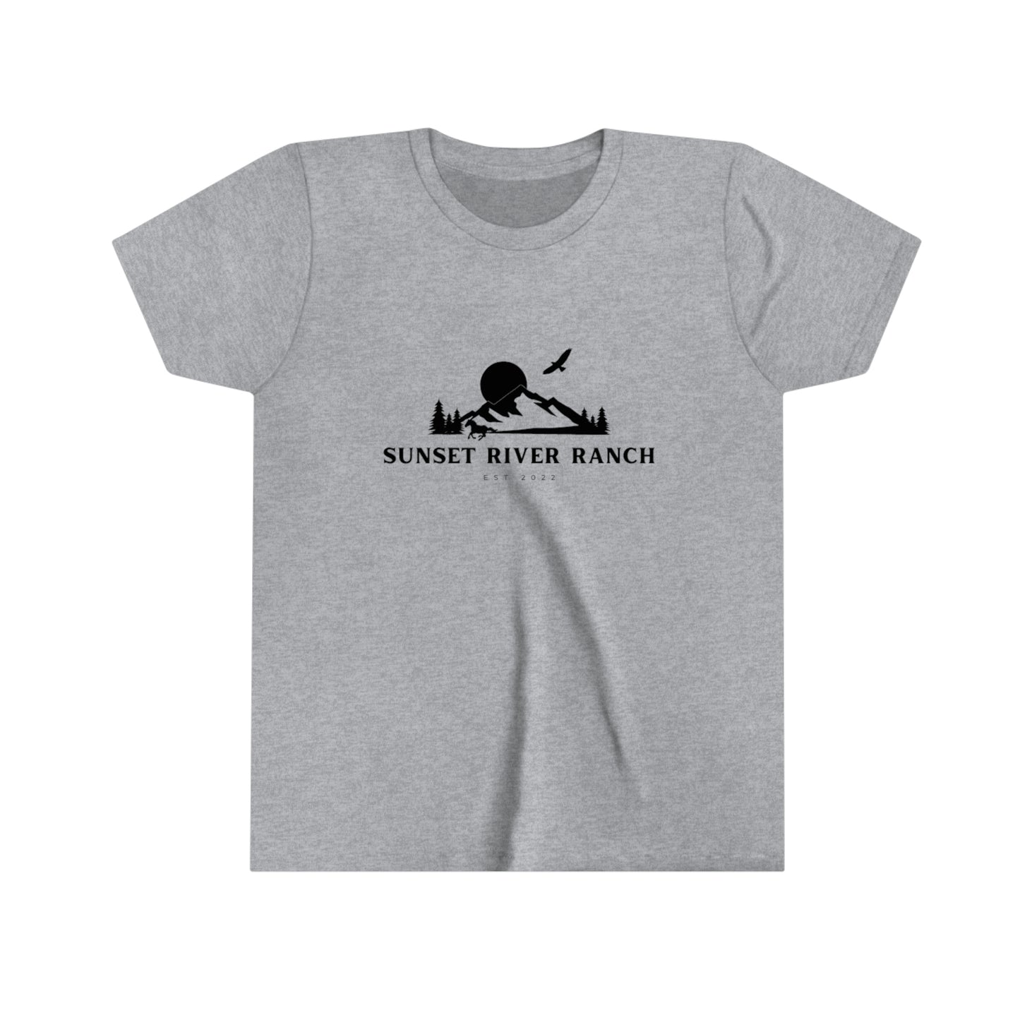 Sunset River Ranch Youth Short Sleeve Tee; Branded T-shirt; Horse Ranch T-shirt; Western T-shirt
