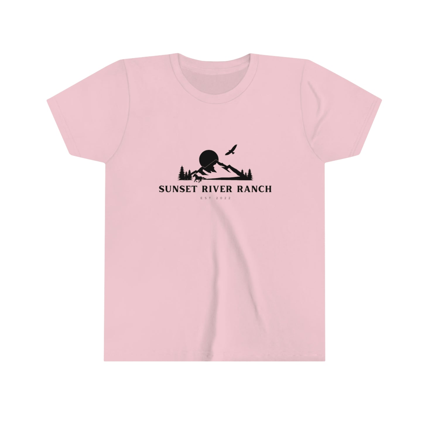 Sunset River Ranch Youth Short Sleeve Tee; Branded T-shirt; Horse Ranch T-shirt; Western T-shirt